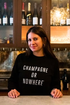 arielairAriel at Air's Champagne Parlour showing off her Knowlita x Verve Wine Champagne shirt